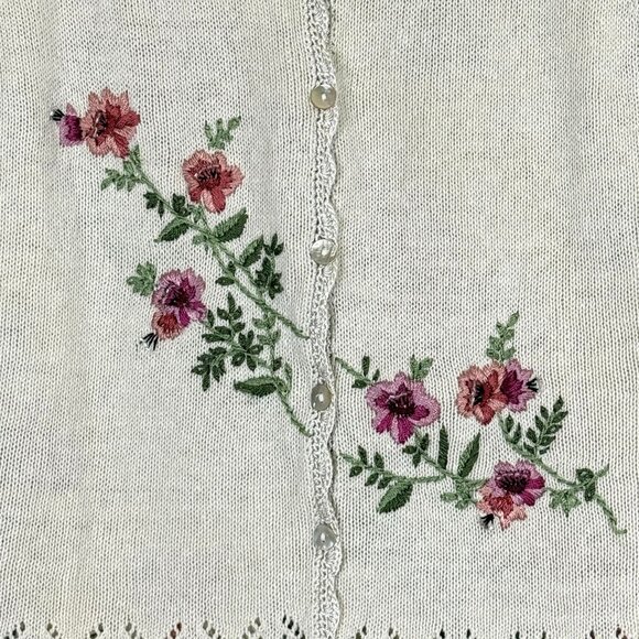 Dressbarn Sleeveless Floral Crinkle Dress & Knit Cardigan Set Sz 14 Embroidered - Picture 8 of 9